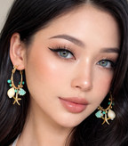 گوشواره حلقه ای دریایی با آبکاری طلایی