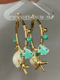گوشواره حلقه ای دریایی با آبکاری طلایی