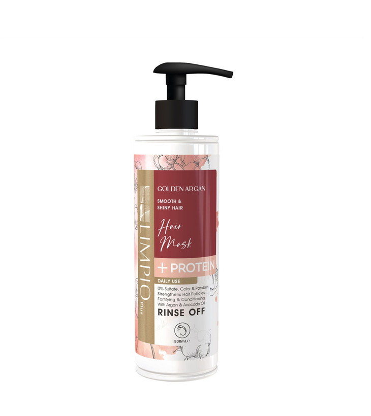 ماسک مو تقویت کننده لیمپیو مدل Golden Argan مناسب انواع مو حجم 500 میلی لیتر