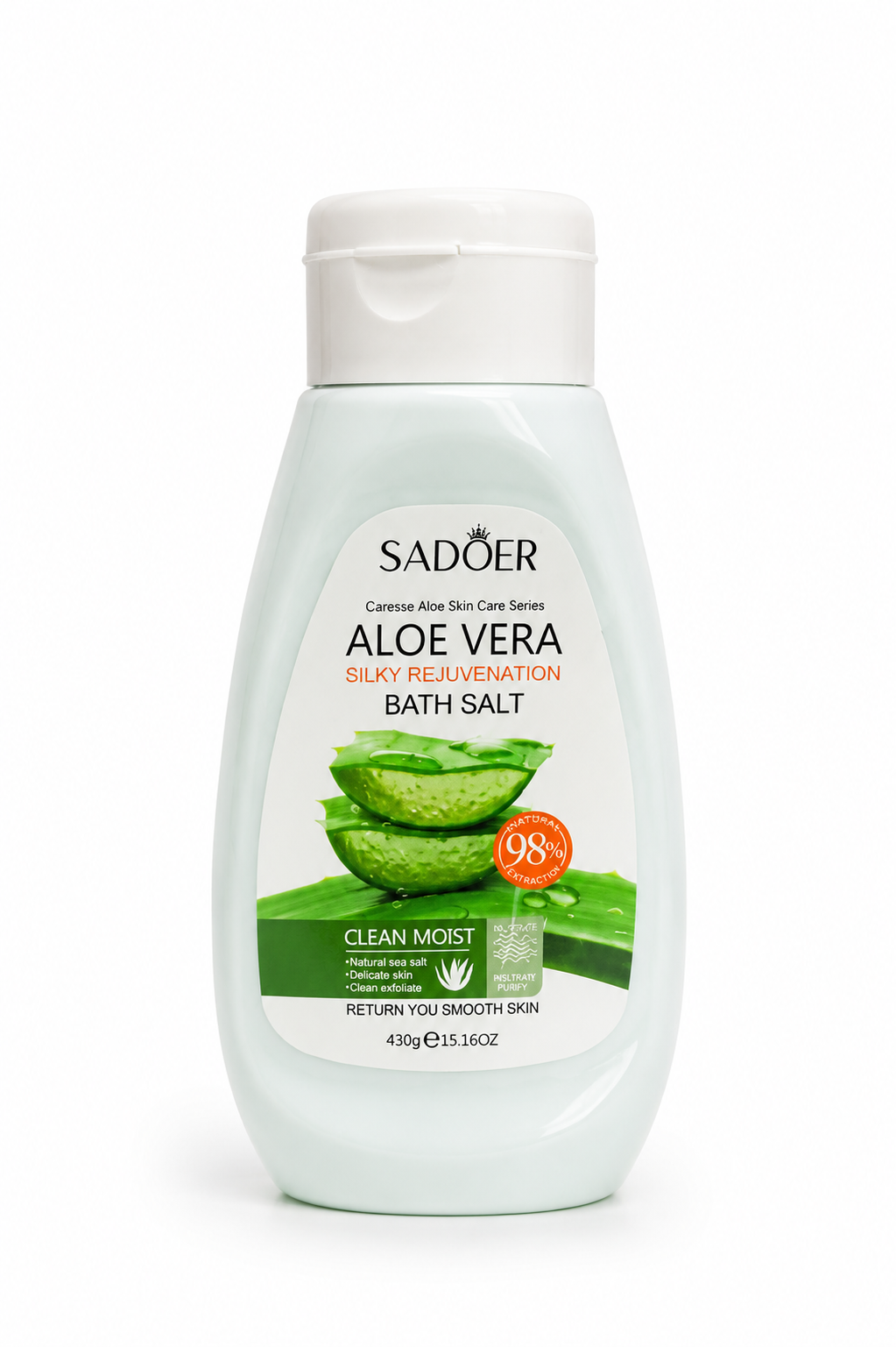 نمک حمام سادور آلوئه ورا 430 گرم | اسکراب و لایه بردار بدن SADOER Aloe Vera
